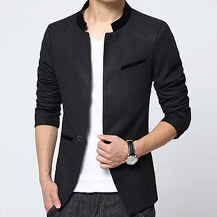 Jas Blazer Blazer Casual Stand Collar Design Black Lazada