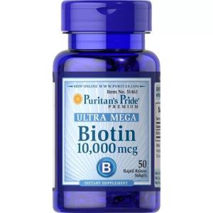 Puritan Pride Biotin 10000 mcg isi 50 Puritans Pride Vitamin Penumbuh Rambut & Bulu