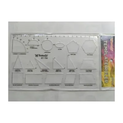 Penggaris Butterfly BT-785 Aneka Bentuk Bangun Matematika