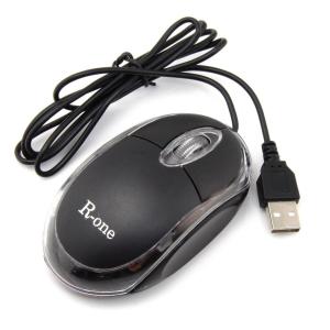 R-One Mouse Optic Lampu USB - Hitam 1000dpi Resolution nonpromo