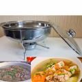 Prasmanan Soup Tutup Kaca + Penyaji dan Pemanas Makanan Warmer. 