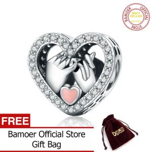 BAMOER จัดส่งฟรีโรแมนติกของแท้925เงินสเตอร์ลิงสัญญาสำหรับรักลูกปัดรูปหัวใจสร้อยข้อมือเดิม DIY เครื่องประดับของขวัญ SCC167