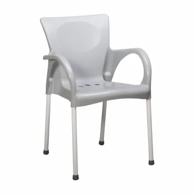 Felton Plastic Lounge Chair with Steel Legs FCA 9947 (Grey)