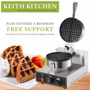KEITH KITCHEN - Commercial Electric Waffle Maker Machine Round Shape Deeper Size
