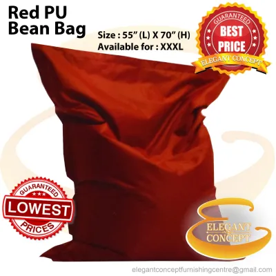 (Limited Stock) Highly Durable Synthetic Leather (Red) XXXL Bean Bag with High Quality Polystyrene Bean