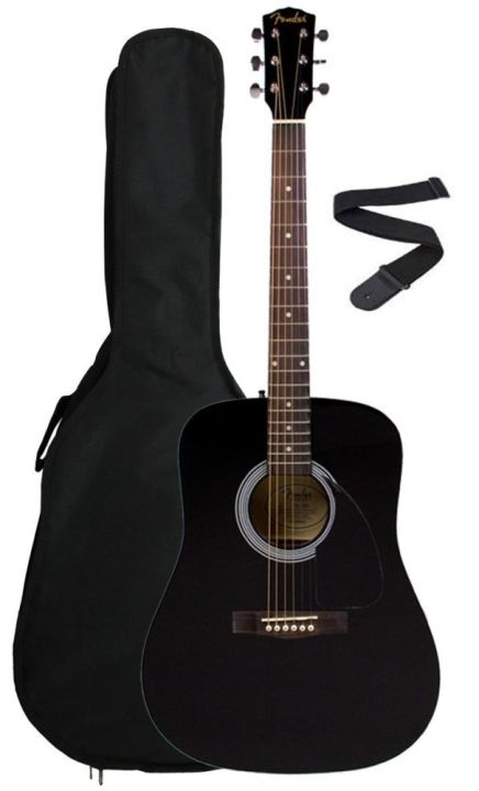 FENDER FA 100 BLACK ACOUSTIC GUITAR WITH BAG Lazada