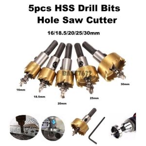 5pcs HSS  Hole Opener Saw Cutter Drill Bit 16/18.5/20/25/30mm Wrenches 2252.1