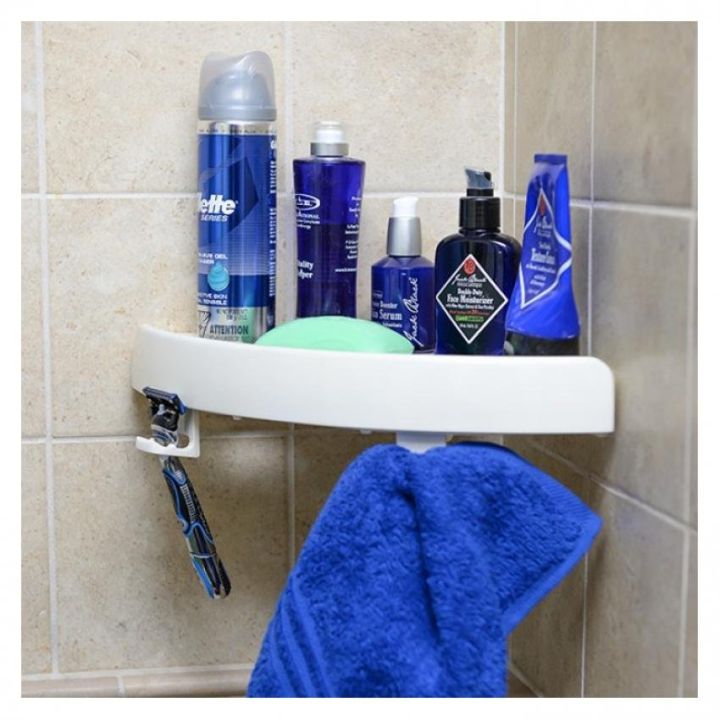 Étagère D'Angle SNAP UP SHELF Argentée - Sans Perçage, Support 4.5kg - Pour Salle De Bain, Cuisine