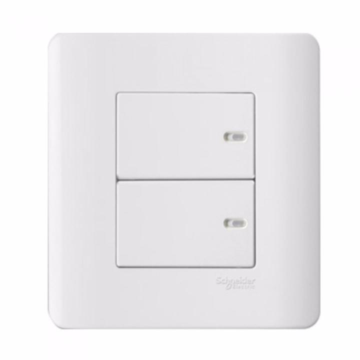 Schneider Zencelo 10A 2 Gang Full Flat Press On/Off Switch, White | Lazada