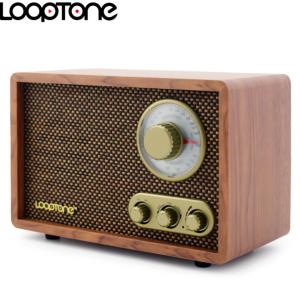 LoopTone Tabletop AM/FM Hi-Fi Bluetooth Radio Vintage Retro Classic Radio W/ Built-in Speaker Treble&Bass Control Hand-crafted Wood
