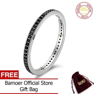 BAMOER Nhẫn Xếp Chồng Được Đính Đá CZ Lấp Lánh Bằng Bạc Thật 925 Shpping Miễn Phí Đối Với Phụ Nữ Trang Sức Cưới SCR114