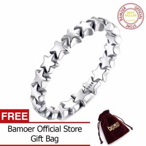 BAMOER Nhẫn Ngón Tay Xếp Chồng Hình Ngôi Sao Nhỏ Gọn Miễn Phí Đối Với Phụ Nữ Trang Sức Bạc Thật 100% 925 Đám Cưới 2016 Bộ Sưu Tập Mới 6 7 8 9 Kích Thước PA7151