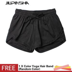Womens Casual Quick Dry Mesh Hollow Double Layer Short Pants Outdoor Fitness Elastic Waist Drawstring Yoga Sports Shorts Strecthy