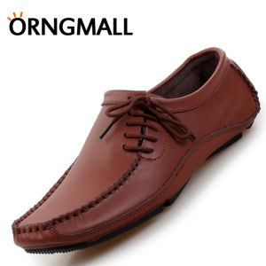 ORNGMALL Mens Genuine Leather Slip-Ons&Loafers Fashion Casual Leather Shoes Formal Shoes Driving Shoes Boat Shoes Lazy Shoes Large Size 38-47 Shoes for Men