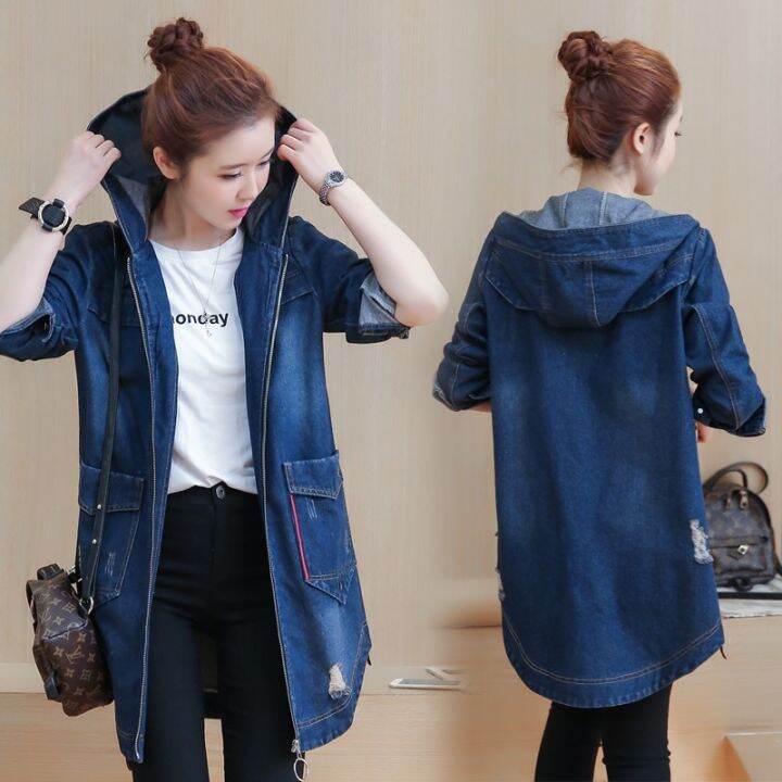 Jeans long sales jacket for girls