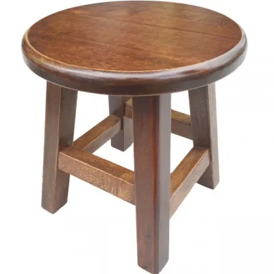 SENI DAYA GHome Wooden Round Stool Solid Wood - Oak