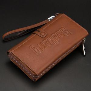 Baellerry Men Long Purse Travel Wallet Leather Bag 20 Card Slot -Coffee