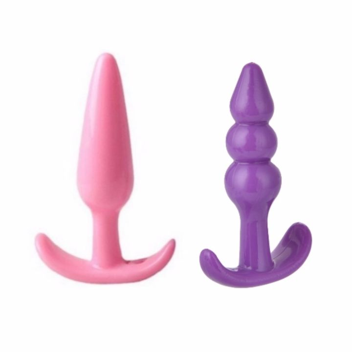 Male Female Sex Toys 2PCS Anal Butt Plug Soft Jelly G-Spot Wand Set