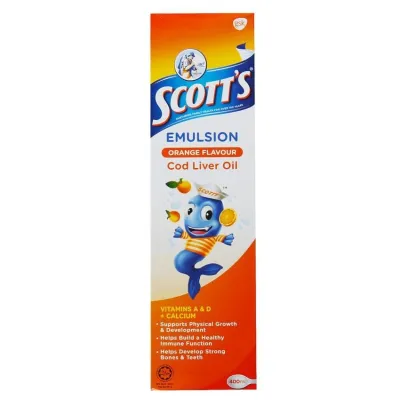 Scotts Emulsion Cod Liver Oil Vitamins For Kids and Adults 400ml Orange Flavor