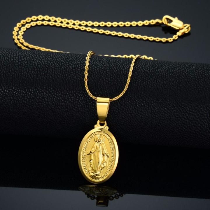 Zea Store Tiny 14k Gold Filled Miraculous Medal Necklace Virgin