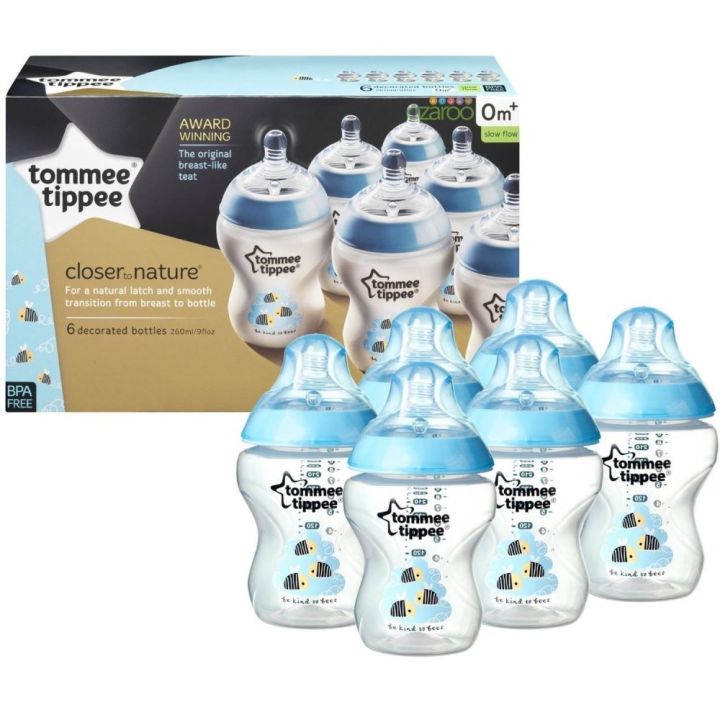 Tommee Tippee Closer to Nature 260ml Blue Decorated Baby Feeding