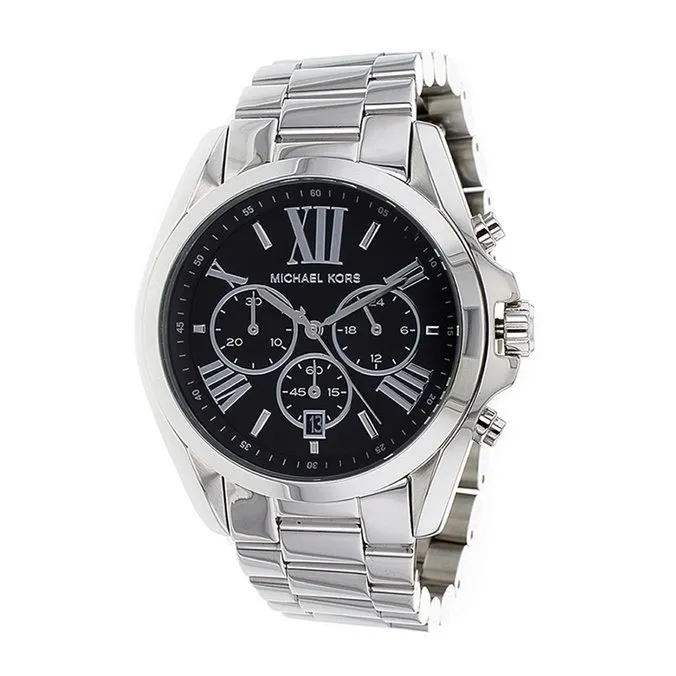 Michael Kors Bradshaw Chronograph Black Dial Large Men's Silver ...