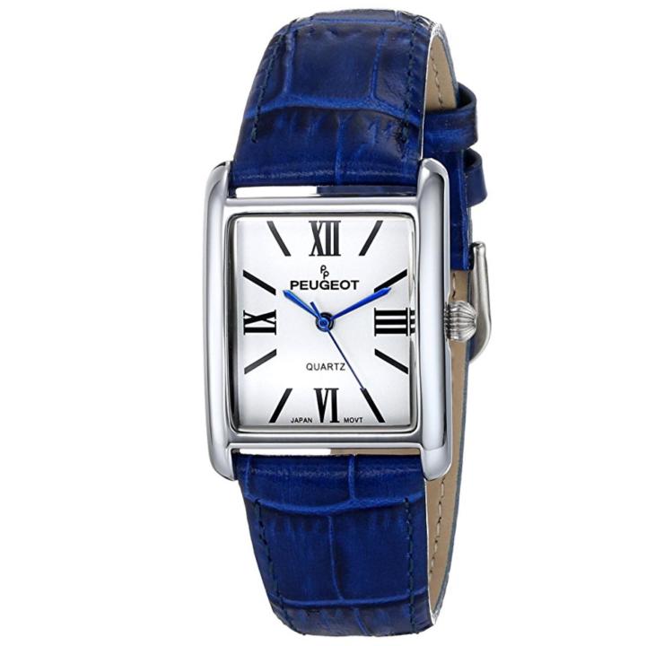 Peugeot Women's Silver Tank Roman Numeral Blue Genuine