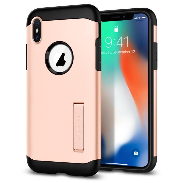 Spigen iPhone XS iPhone X Case Tough Armor Blush Gold Tpu Back