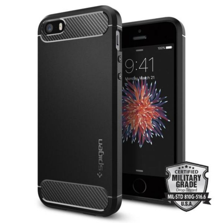 Spigen iPhone SE (2016) 5S Case Rugged Armor Black Tpu