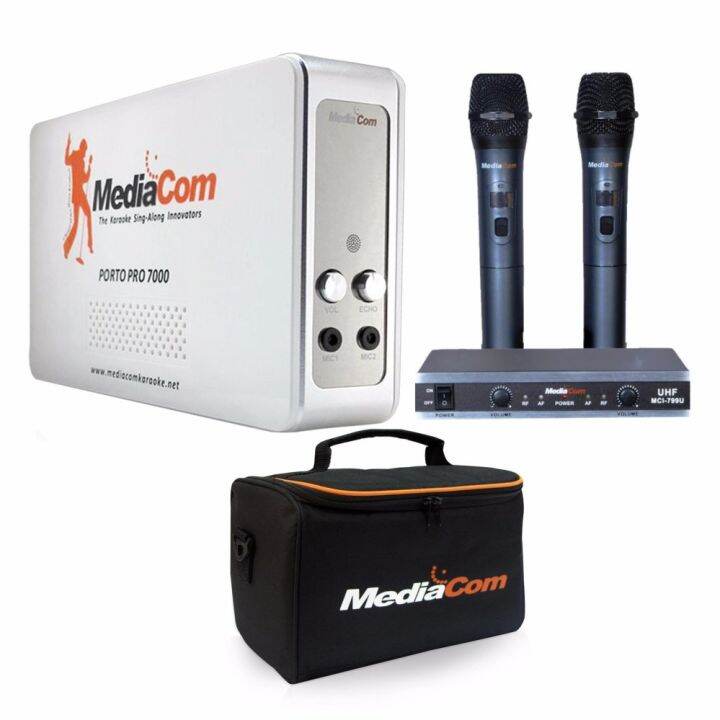 MediaCom MCI Porto 7000 with Wireless Mics and Carry Bag White