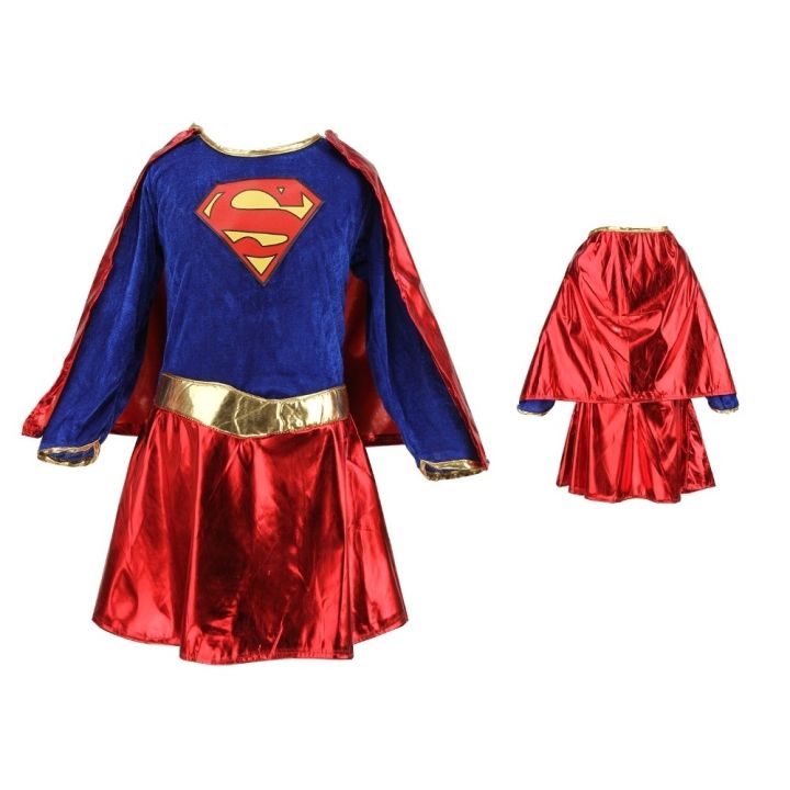 Kids Child Girls Costume Fancy Dress Superhero Supergirl Comic Book ...