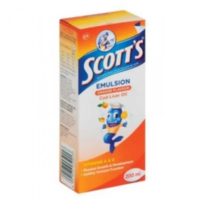 Scotts Emulsion Cod Liver Oil Vitamins for Kids and Adult 200ml Orange Flavor