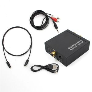 3.5mm Digital Coaxial Toslink Optical to Analog L/R RCA Audio Converter Adapter Black