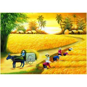 Tranh in sơn dầu VTC Cánh đồng lúa vàng LunaCV-0458 60 x 45 cm
