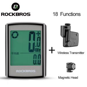 【Giao hàng địa phương】ROCKBROS Đồng Hồ Bấm Giờ Đèn Nền LCD Máy Tính Chống Nước Cho Xe Đạp Đồng Hồ Đo Tốc Độ Máy Tính Xe Đạp Không Dây Đồng Hồ Đo Đường Phụ Kiện MTB-Quốc Tế