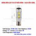 Cặp (02 bóng) đèn LED demi, xi nhan thấu kính siêu sáng T10 10SMD 5630 (Trắng). 