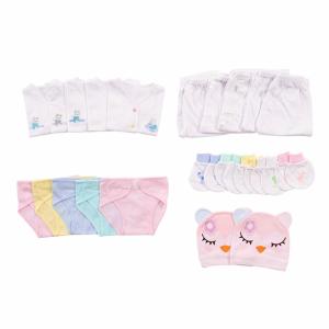 [HCM]Combo 27 Món Đồ Dùng Cho Bé Sơ Sinh Cao Cấp (5 Áo + 5 Quần + 10 Bao Tay Chân + 2 Nón + 5 Tã) Loại 1