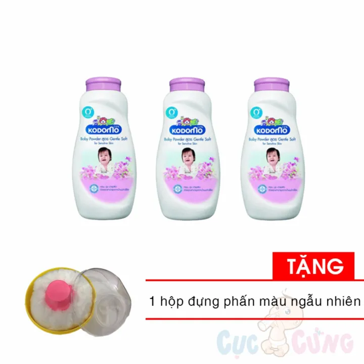 Bộ 3 Phấn dưỡng ẩm cho trẻ Kodomo 50g - Gentle Soft (hồng) Tặng Hộp ...