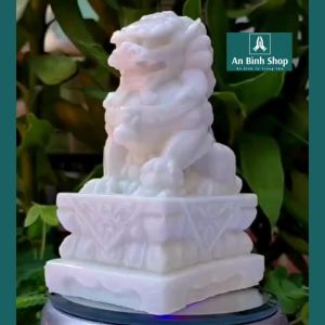 Tượng sư tử đá - Kỳ lân trấn tà - 01 cặp - chất liệu chính đá đúc nhiều màu cao 10cm - Để bàn trưng kệ trang trí tiểu cảnh