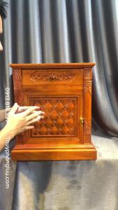 Tủ táp đầu giường 1 cánh kéo khóa gỗ hương cao 55x50x40cm