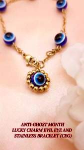 Anti-ghost month self and business protection lucky charm evil eye & stainless bracelet (CEG)