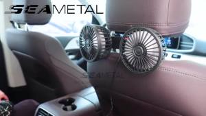 SEAMETAL Kipas Angin Mobil Kepala Ganda Tenaga USB Untuk Dashboard Kecepatan Mobil Universal 360 Derajat Kipas Angin Berputar Mobil Kipas Kursi Belakang