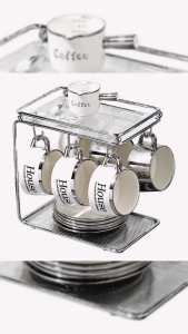 Luxury Coffee Cup Set Exquisite Ceramic Cup Coffee Milk Cup with Storage Rack