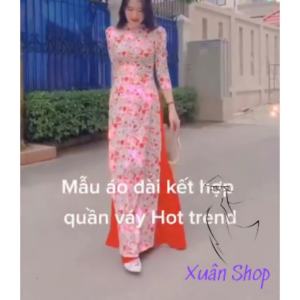 {HOT TREND} Quần Giả Váy Mặc Cùng Áo Dài Ống Xéo Loe Rộng Vải Phi Bóng