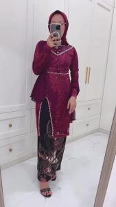 Kebaya Tunik Brokat Wisuda Terbaru Baju Batik Couple 1 Set Lamaran Tunangan Kondangan Nikahan Remaja