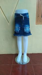 Rok Jeans Pendek Anak Perempuan Cewek Usia 3-12 Tahun Model Rawis Saku Depan Kode 003