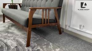 DL Home Concept Solid Wood Sofa Set 1+2+3 Seat Free Coffee Table