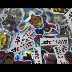 Sticker Hologram Graftac Kartun Anime Murah Laminasi Glosy Anti Air Spongebob Tom an Jerry One Piece sticker pack Cutting