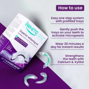 iWhite Superior Whitening Kit 10s | Fast Teeth Whitening & Stain Removal | Up to 8 Shades Whiter (Expiry: 30/4/2027)