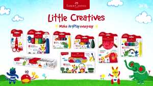 Faber-Castell Little Creatives | Super Soft Modelling Dough Set (4x50g + 2 Accesories) - Neon Glitter